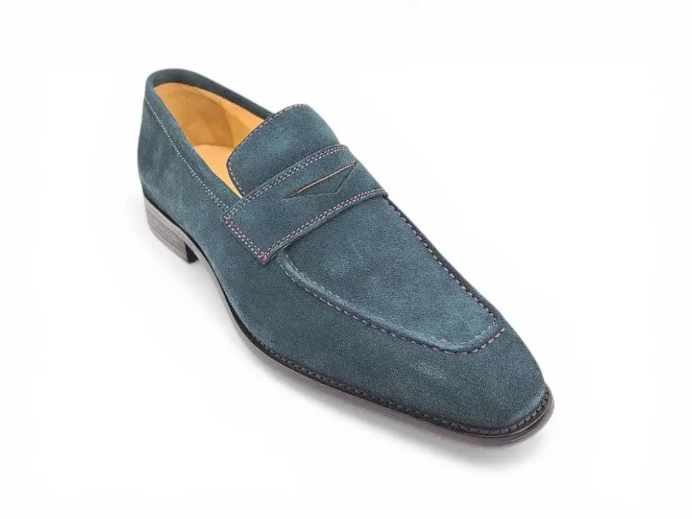 Suede Penny Loafer contrast stitching Carrucci