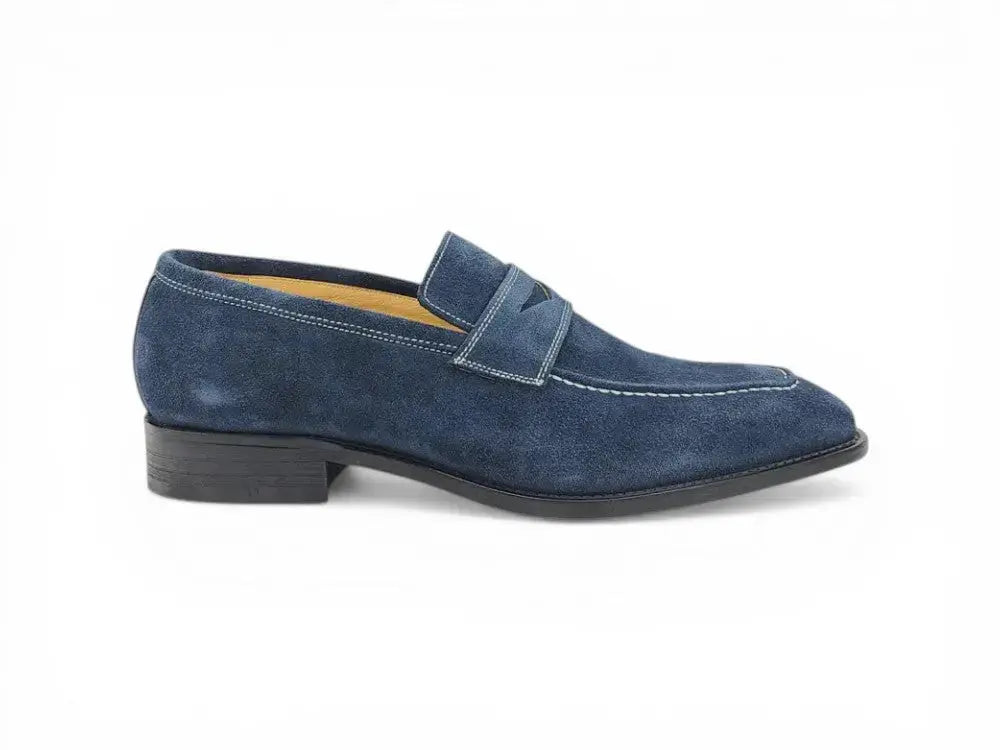 Suede Penny Loafer contrast stitching Carrucci