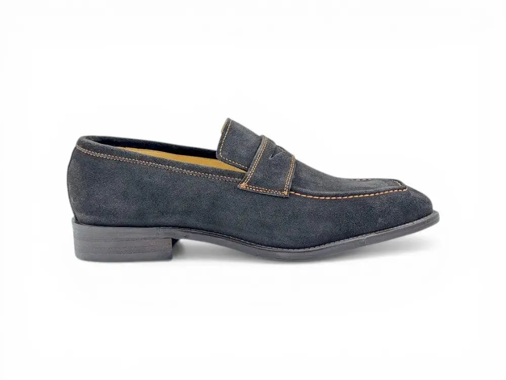 Suede Penny Loafer contrast stitching Carrucci