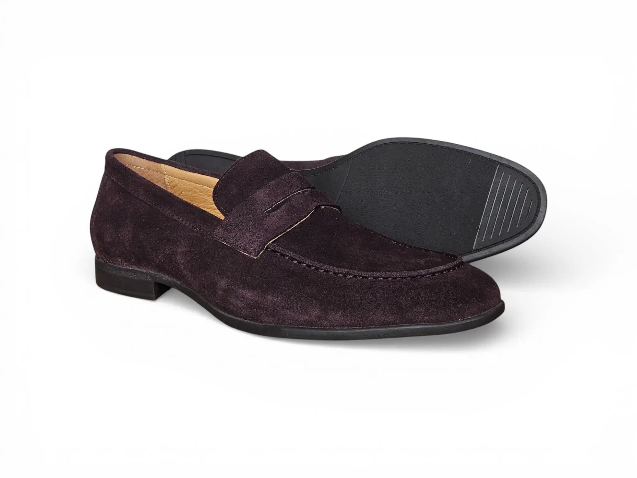 Suede Penny Loafer with Flexible Outsole Carrucci
