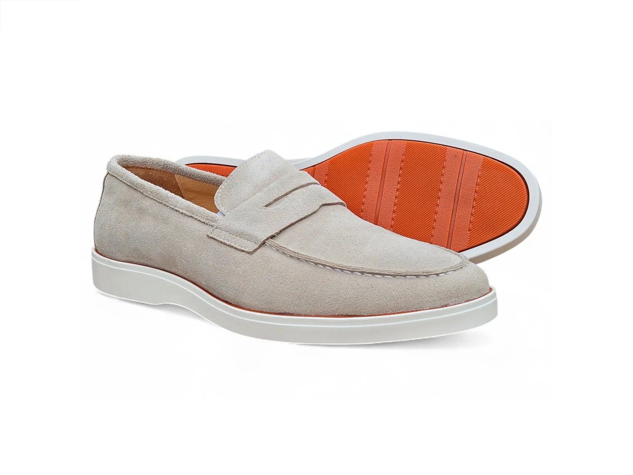 Supple Suede Penny Loafer with Sporty Sole Carrucci