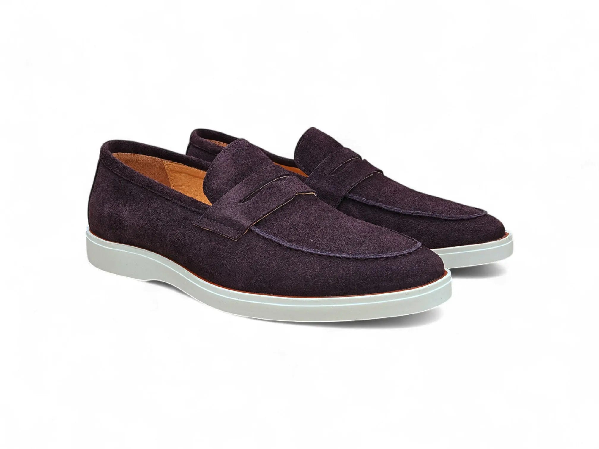 Supple Suede Penny Loafer with Sporty Sole Carrucci