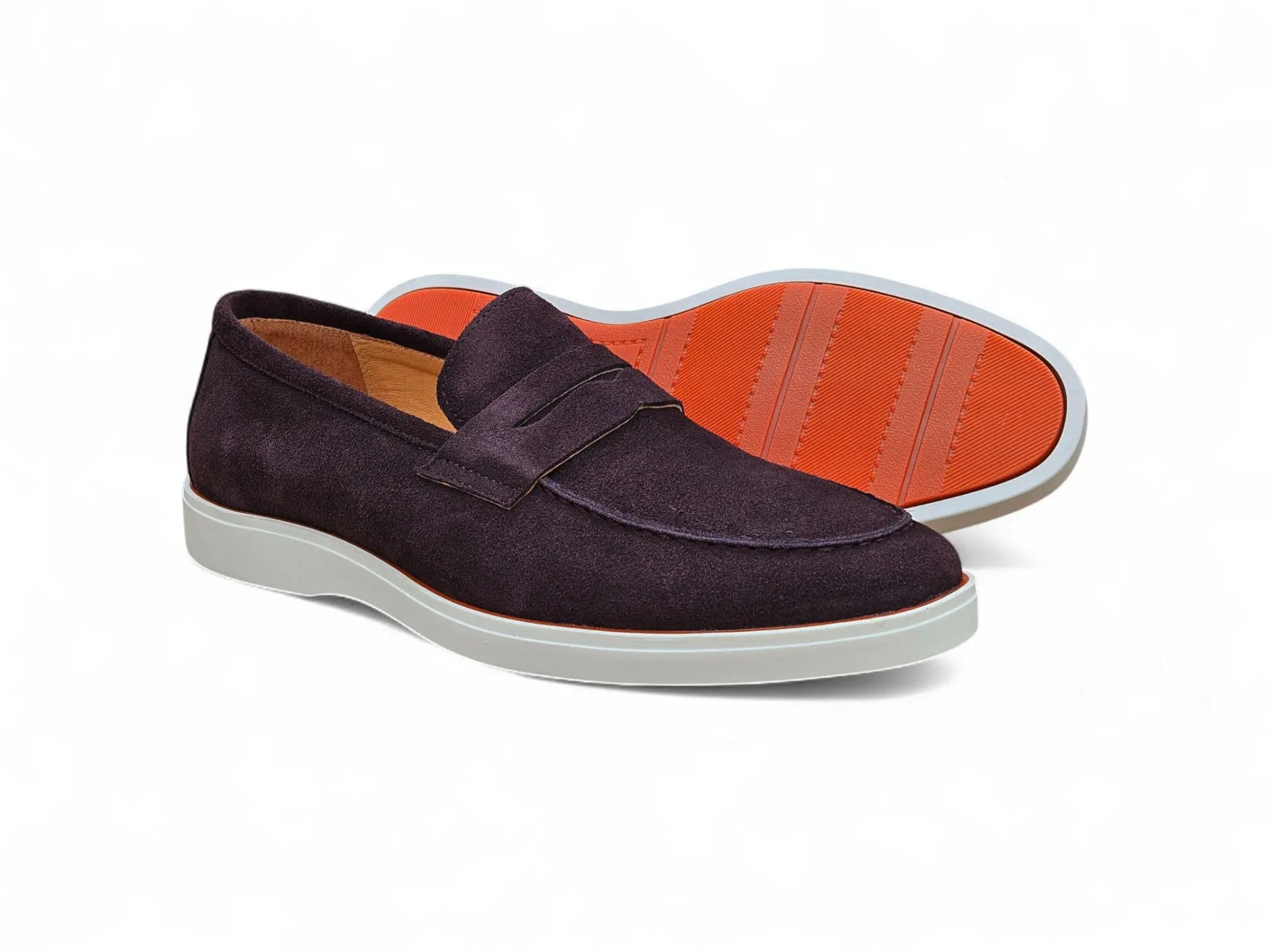 Supple Suede Penny Loafer with Sporty Sole Carrucci