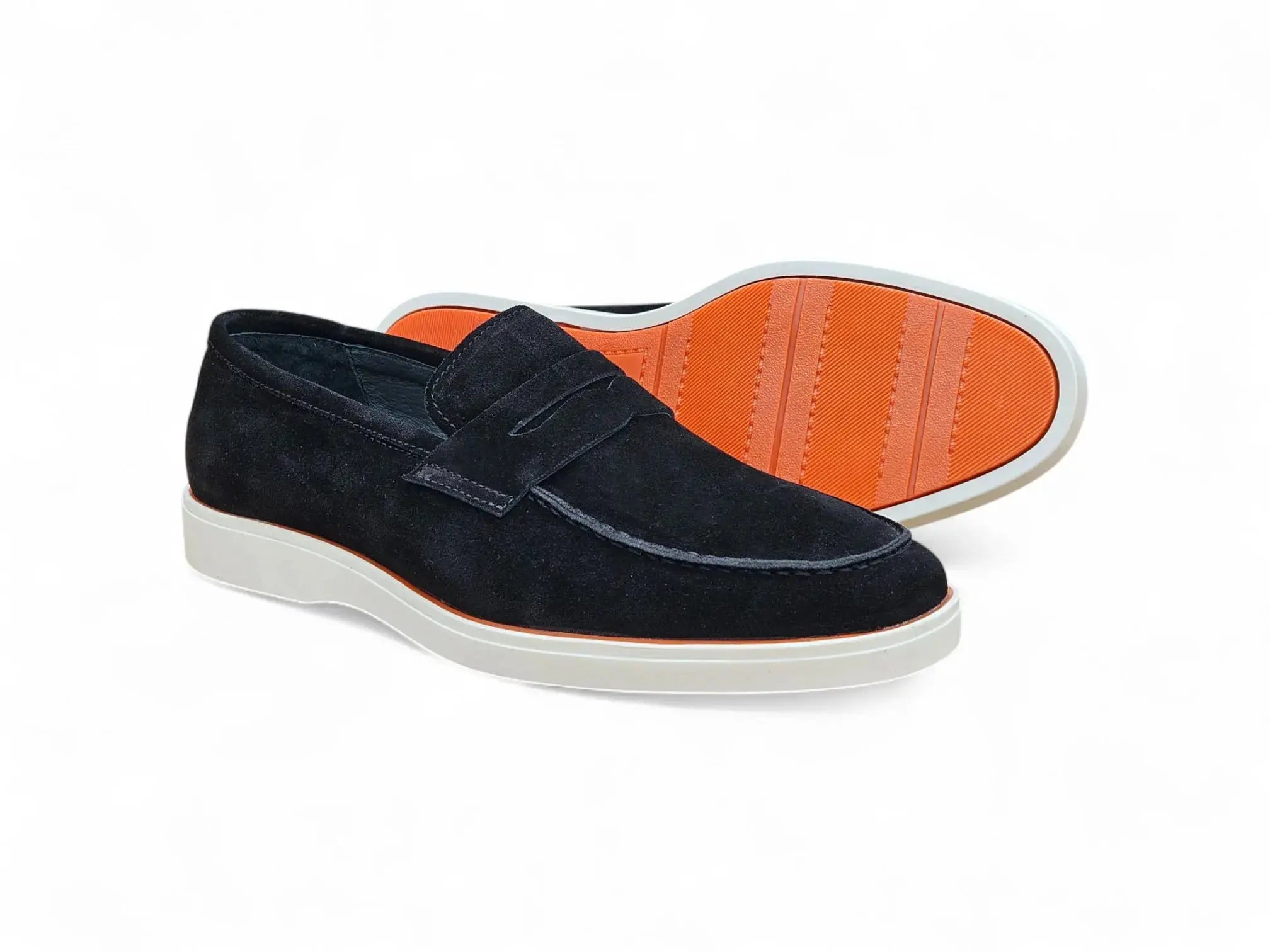 Supple Suede Penny Loafer with Sporty Sole Carrucci