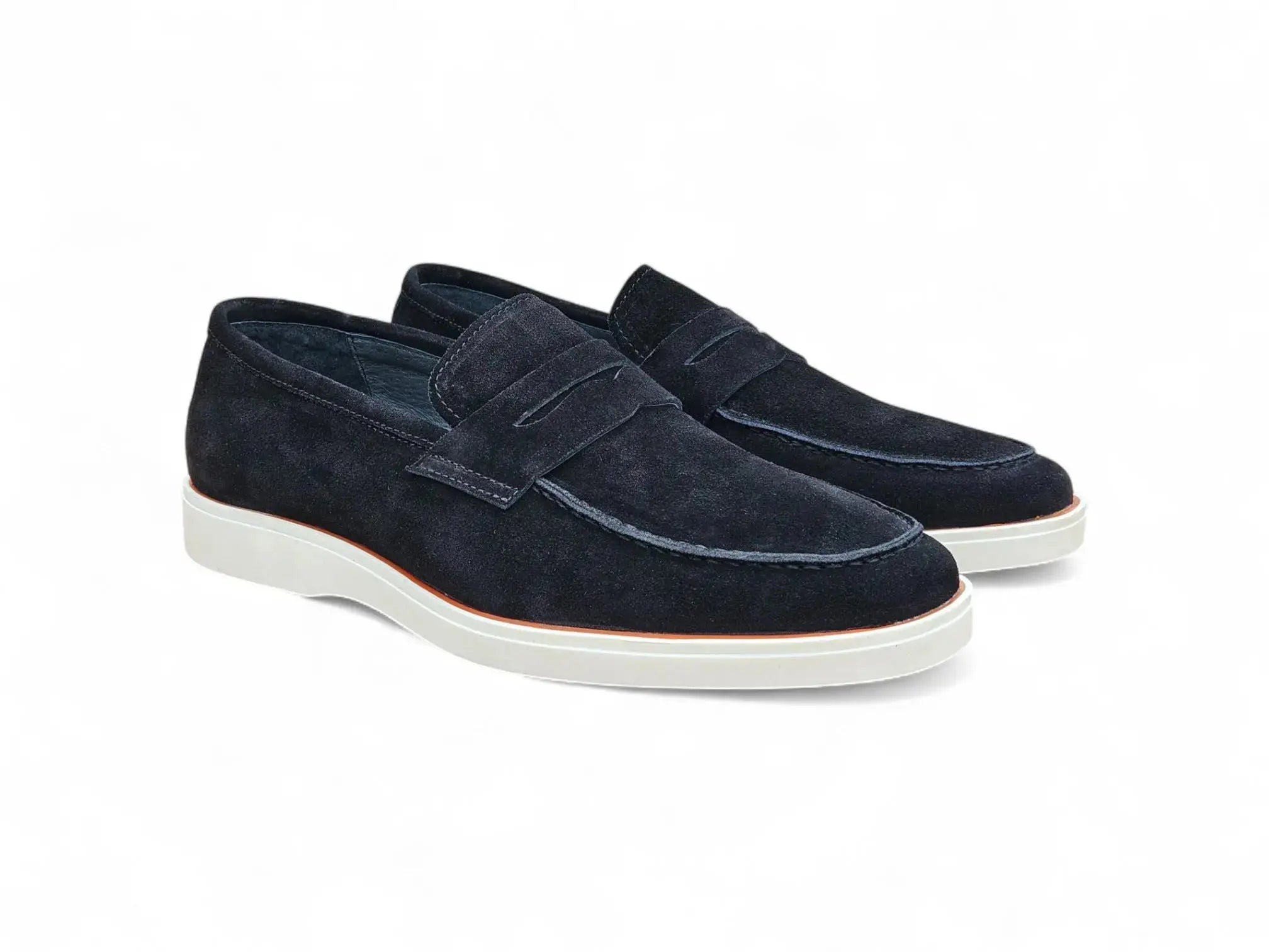 Supple Suede Penny Loafer with Sporty Sole Carrucci