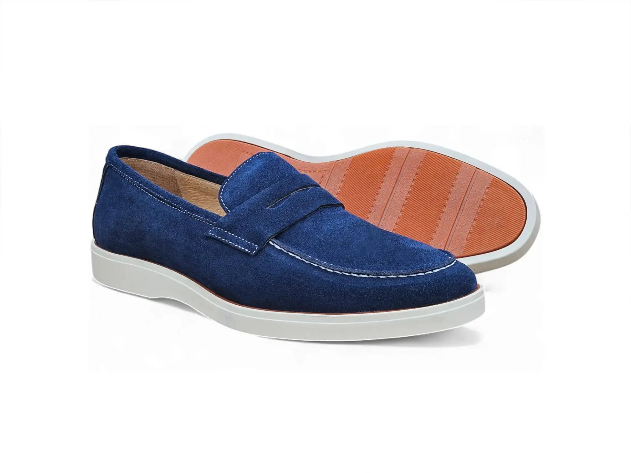 Supple Suede Penny Loafer with Sporty Sole Carrucci