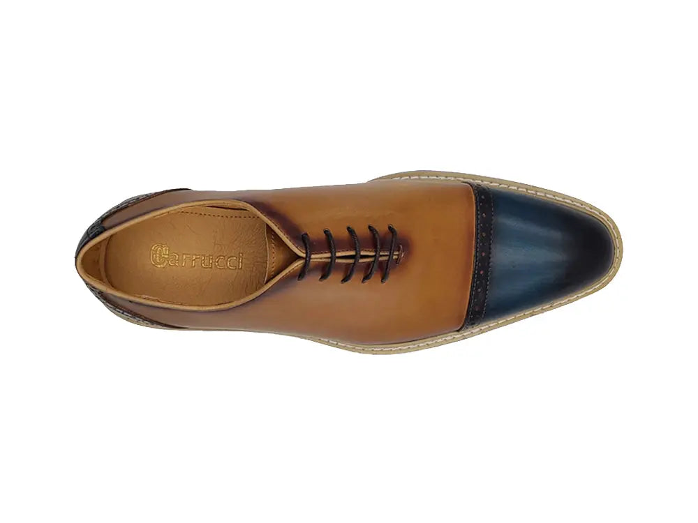 Two Tone Cap toe Calfskin Oxford Carrucci