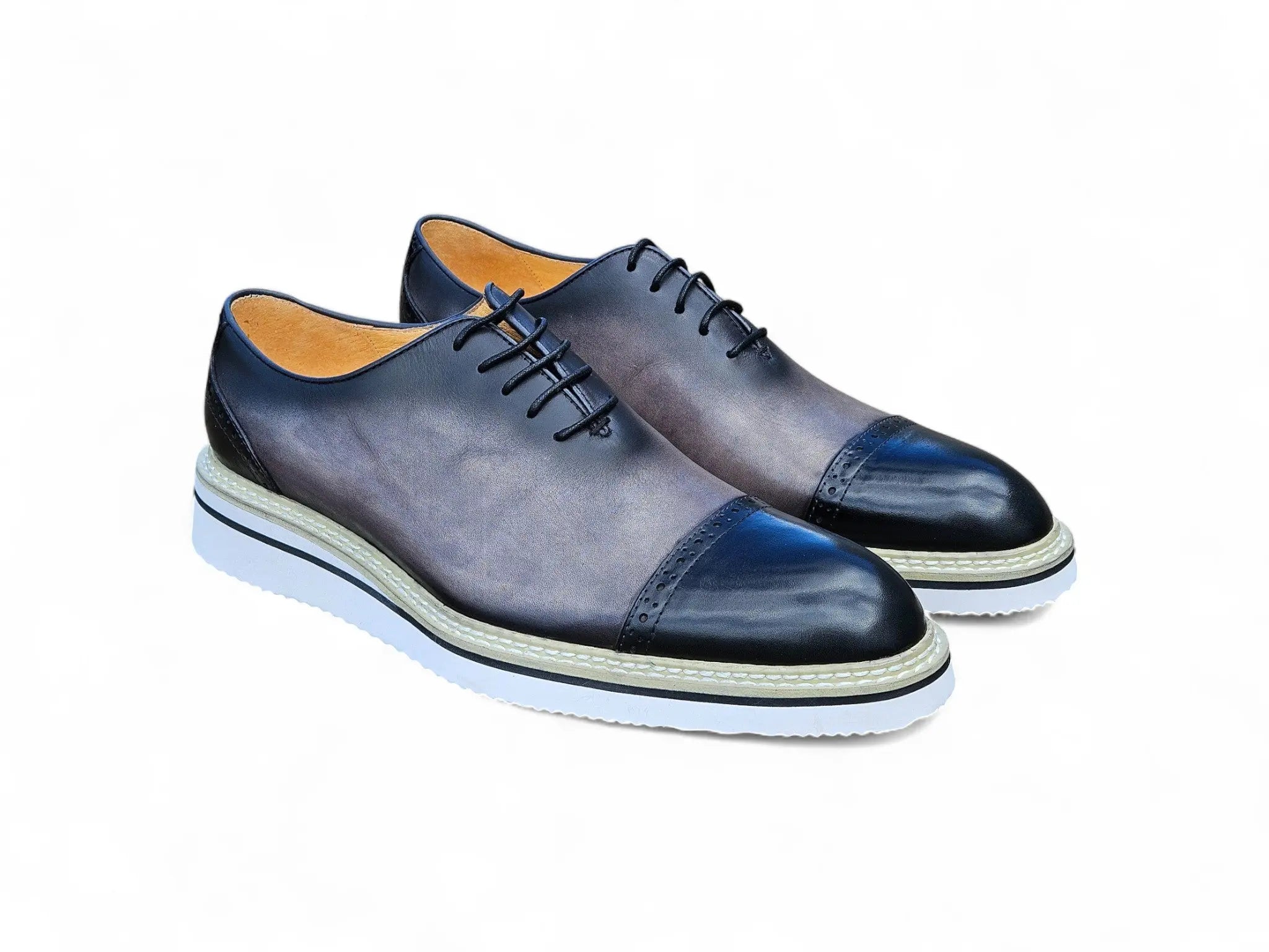 Two Tone Cap toe Calfskin Oxford Carrucci