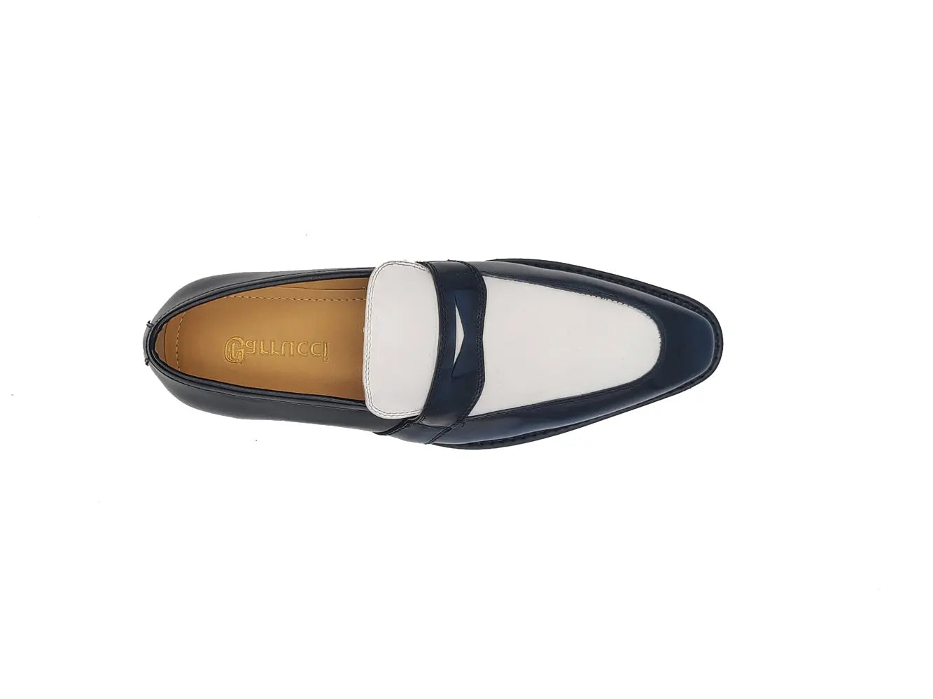 Two Tone Patent Leather Penny Loafer Carrucci