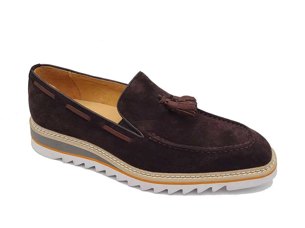 Venetian Suede Loafer with Calfskin Tassel Carrucci