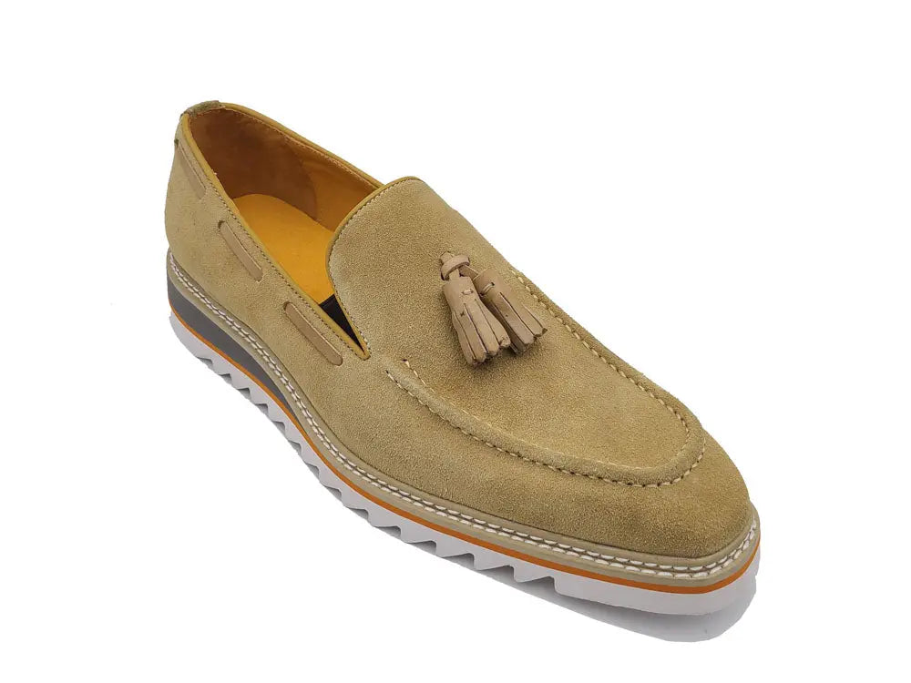 Venetian Suede Loafer with Calfskin Tassel Carrucci