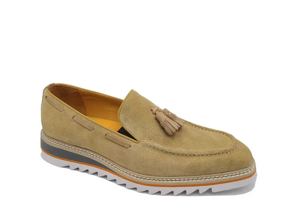 Venetian Suede Loafer with Calfskin Tassel Carrucci