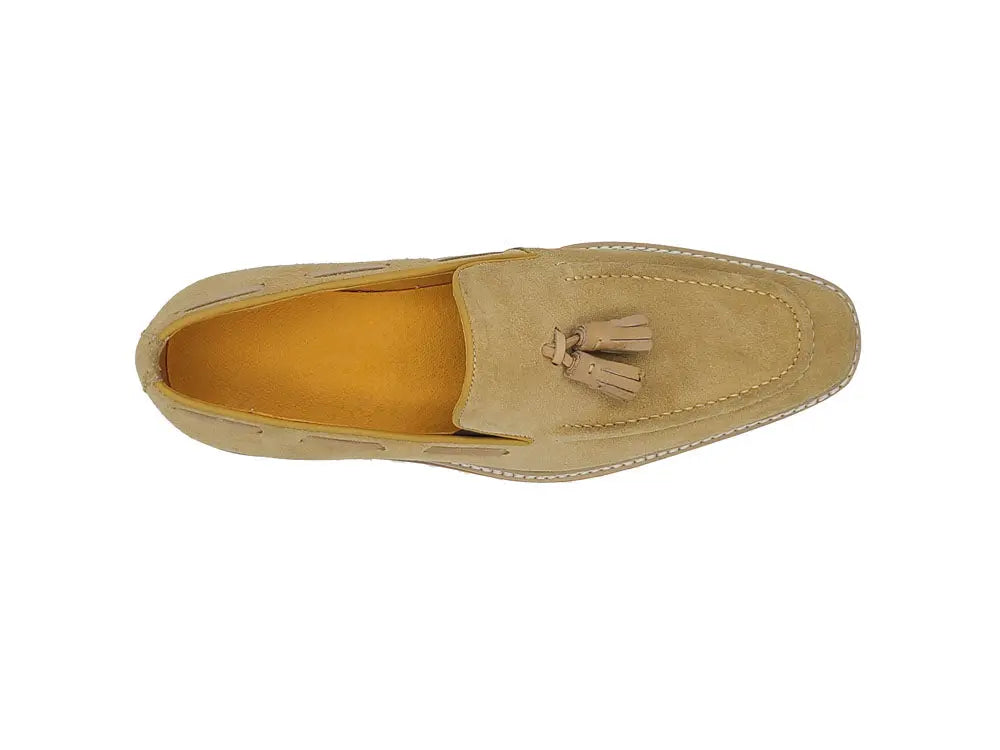 Venetian Suede Loafer with Calfskin Tassel Carrucci