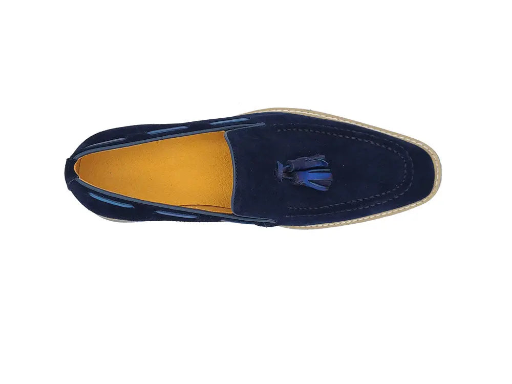 Venetian Suede Loafer with Calfskin Tassel Carrucci