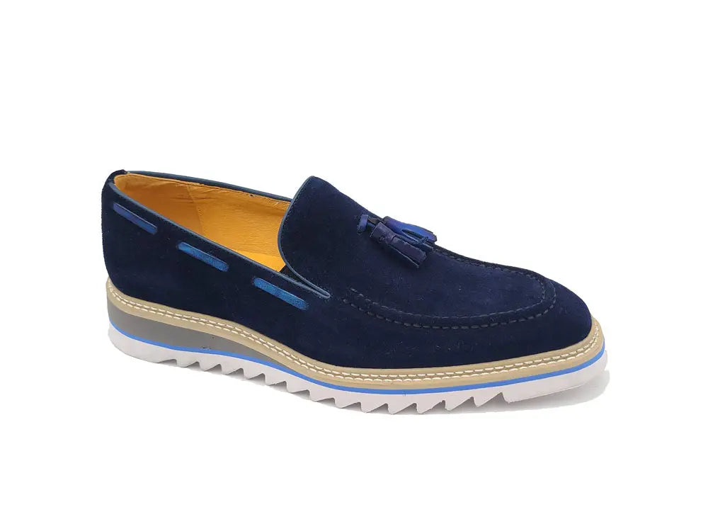 Venetian Suede Loafer with Calfskin Tassel Carrucci