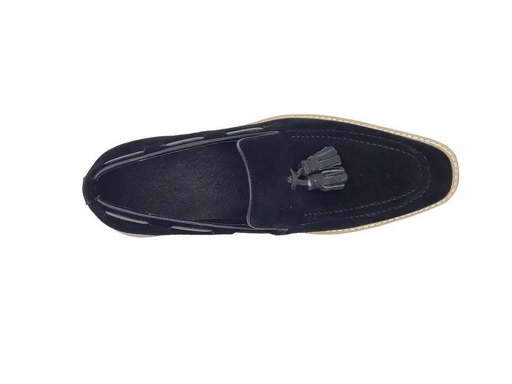 Venetian Suede Loafer with Calfskin Tassel Carrucci