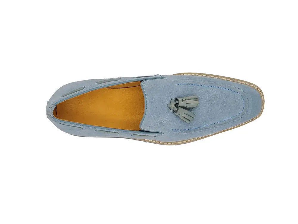 Venetian Suede Loafer with Calfskin Tassel Carrucci
