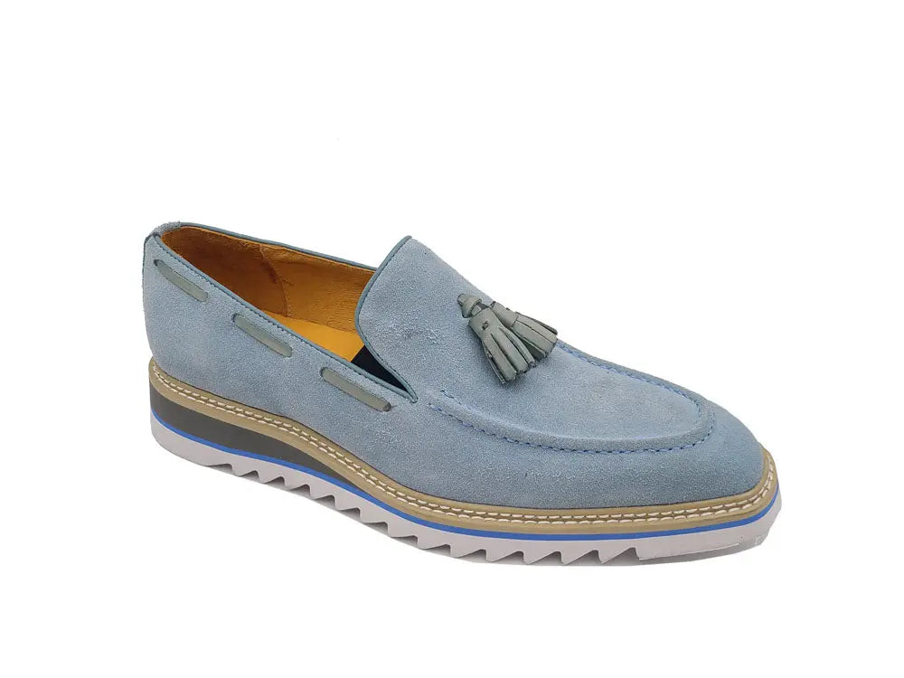 Venetian Suede Loafer with Calfskin Tassel Carrucci