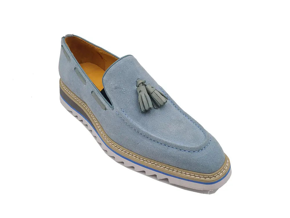 Venetian Suede Loafer with Calfskin Tassel Carrucci