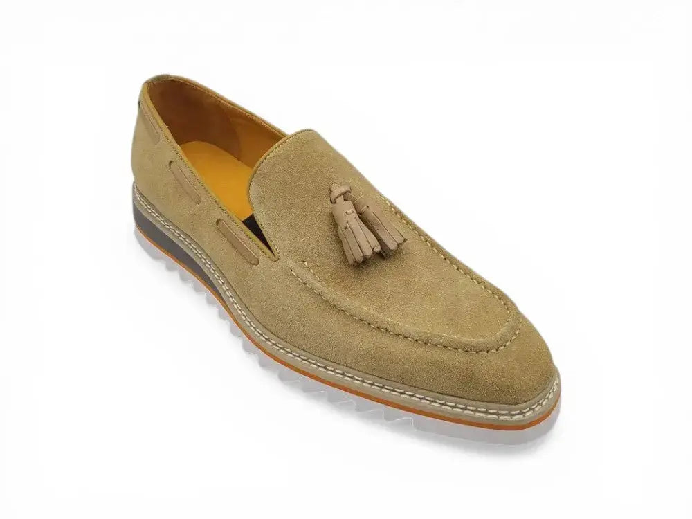 Venetian Suede Loafer with Calfskin Tassel Carrucci