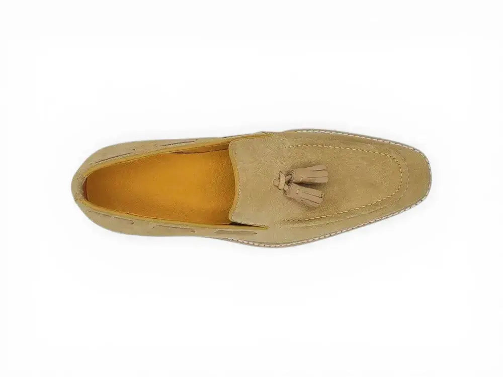 Venetian Suede Loafer with Calfskin Tassel Carrucci