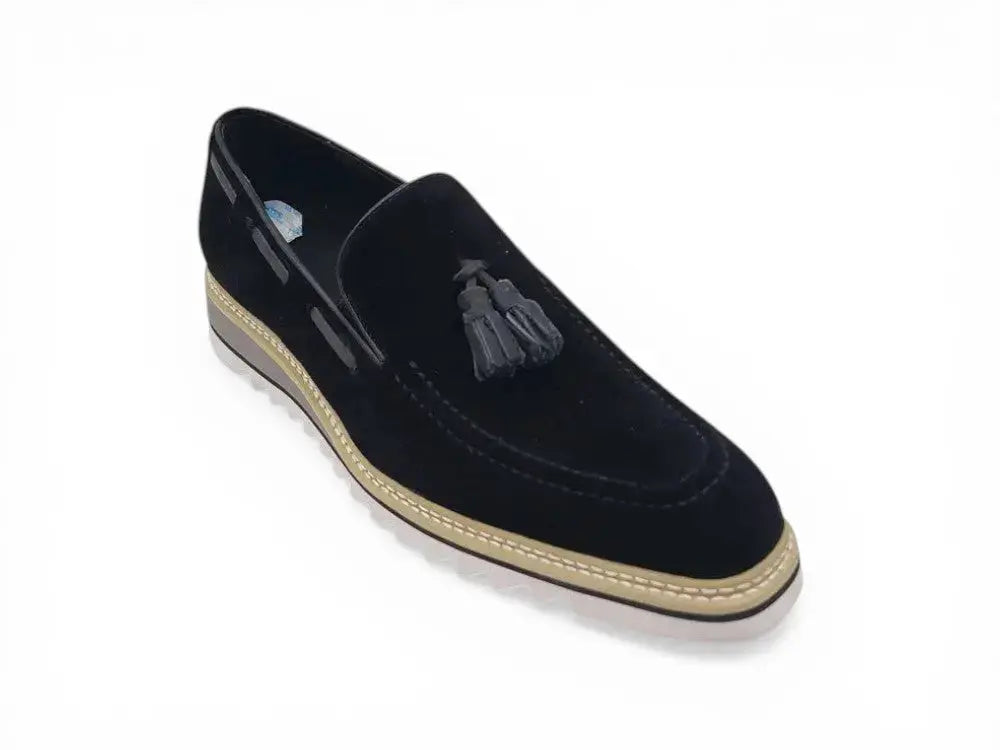 Venetian Suede Loafer with Calfskin Tassel Carrucci