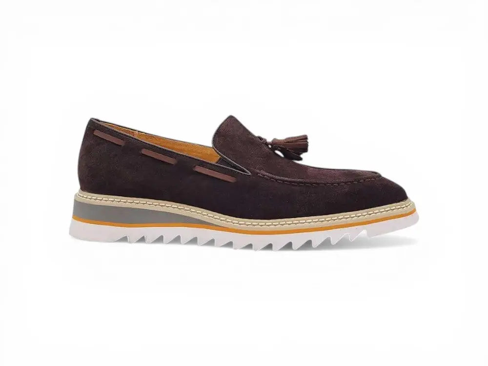 Venetian Suede Loafer with Calfskin Tassel Carrucci