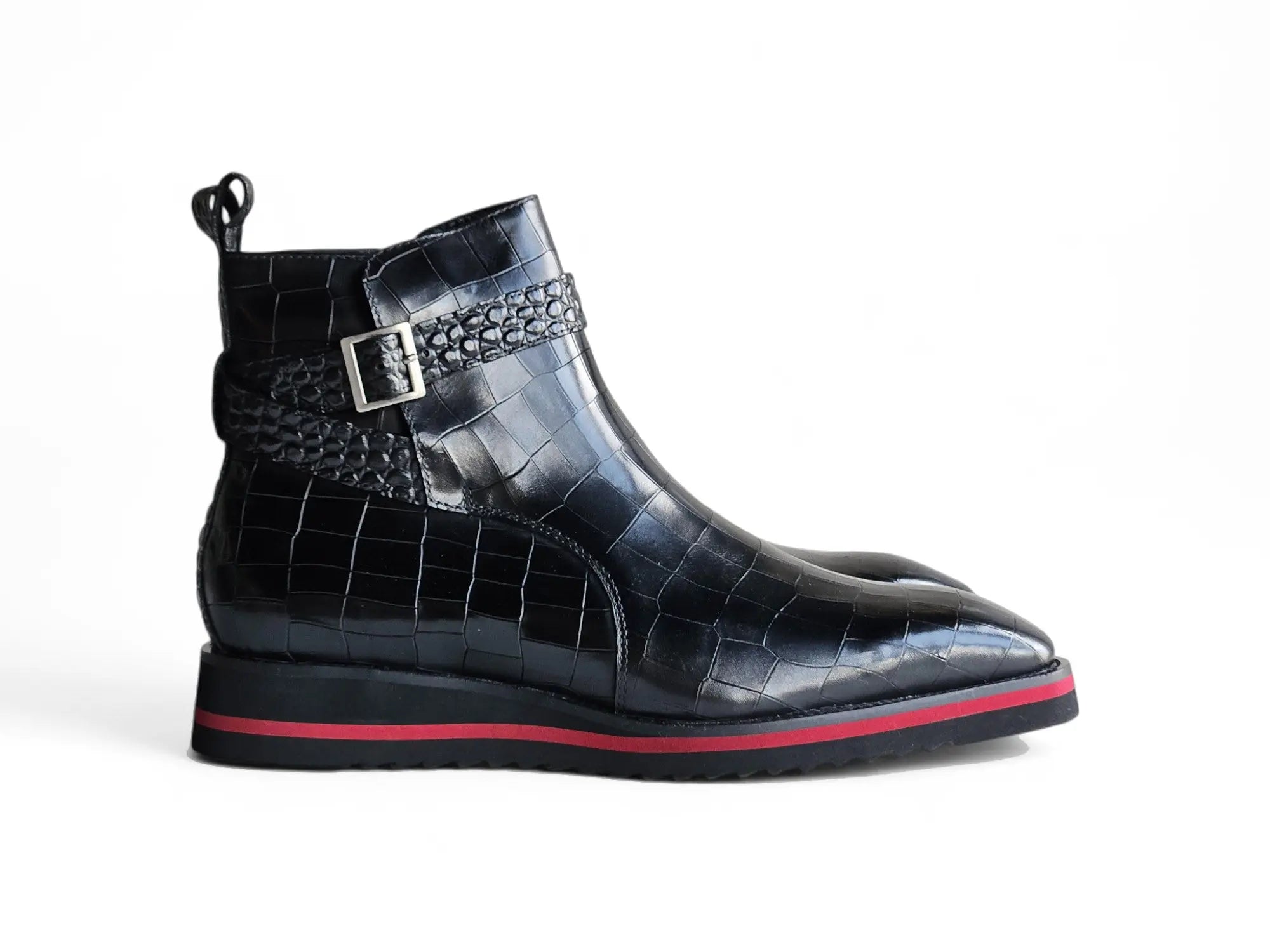Vesper Cross Strap Buckle Boot Carrucci Shoes