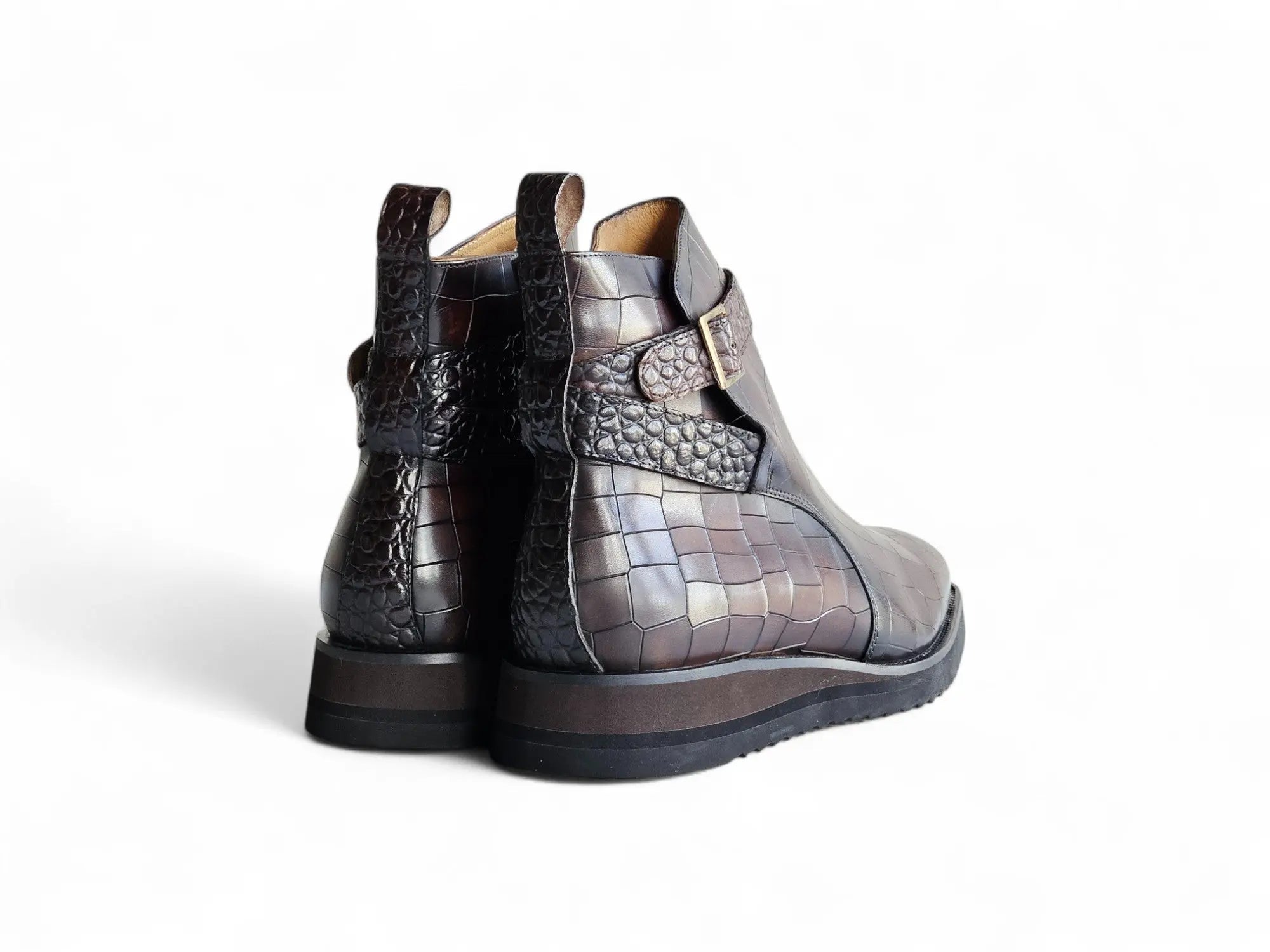 Vesper Cross Strap Buckle Boot Carrucci Shoes