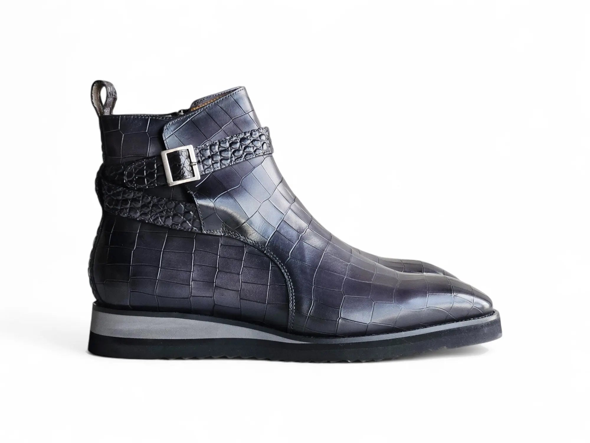 Vesper Cross Strap Buckle Boot Carrucci Shoes