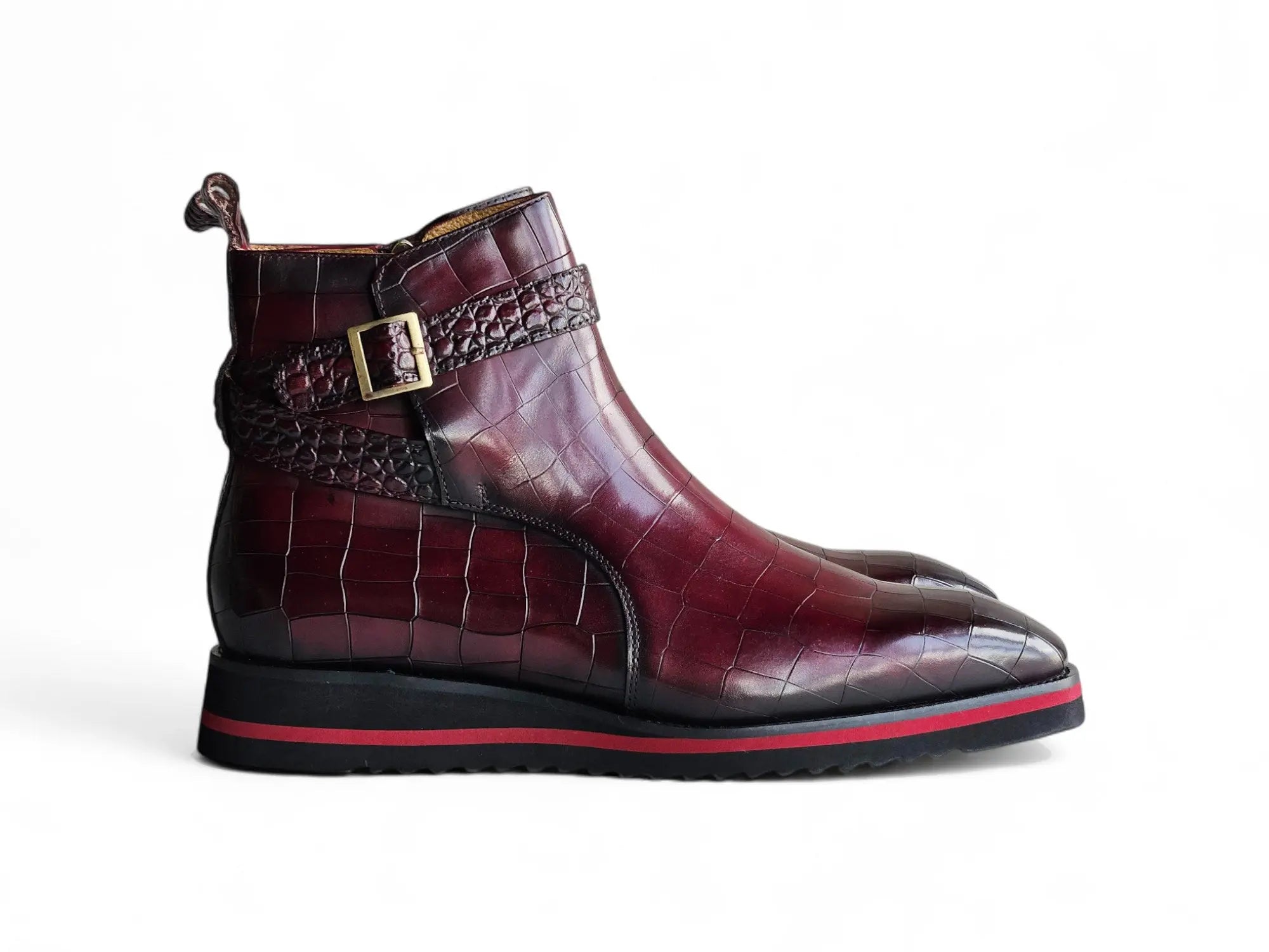 Vesper Cross Strap Buckle Boot Carrucci Shoes