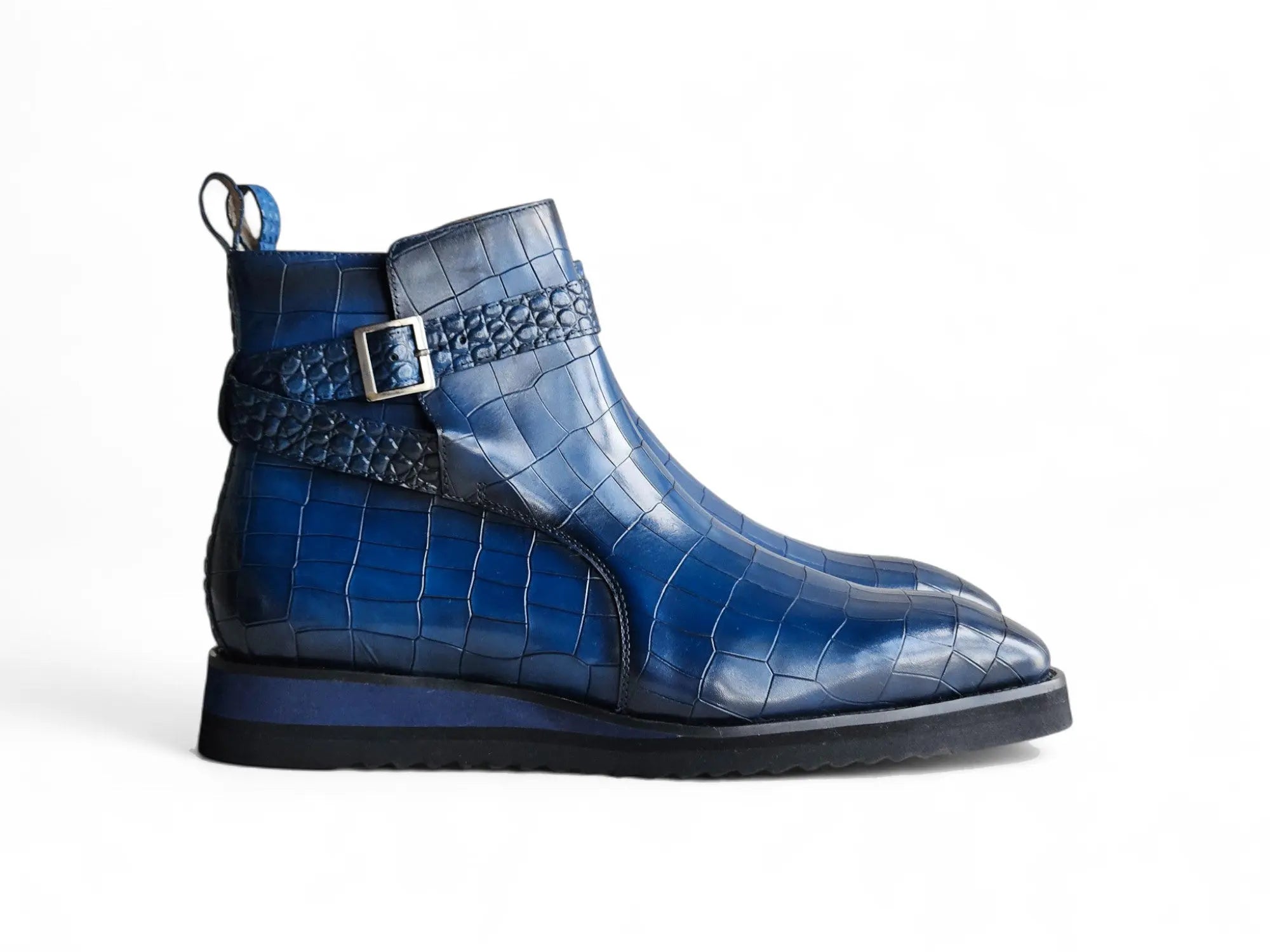 Vesper Cross Strap Buckle Boot Carrucci Shoes
