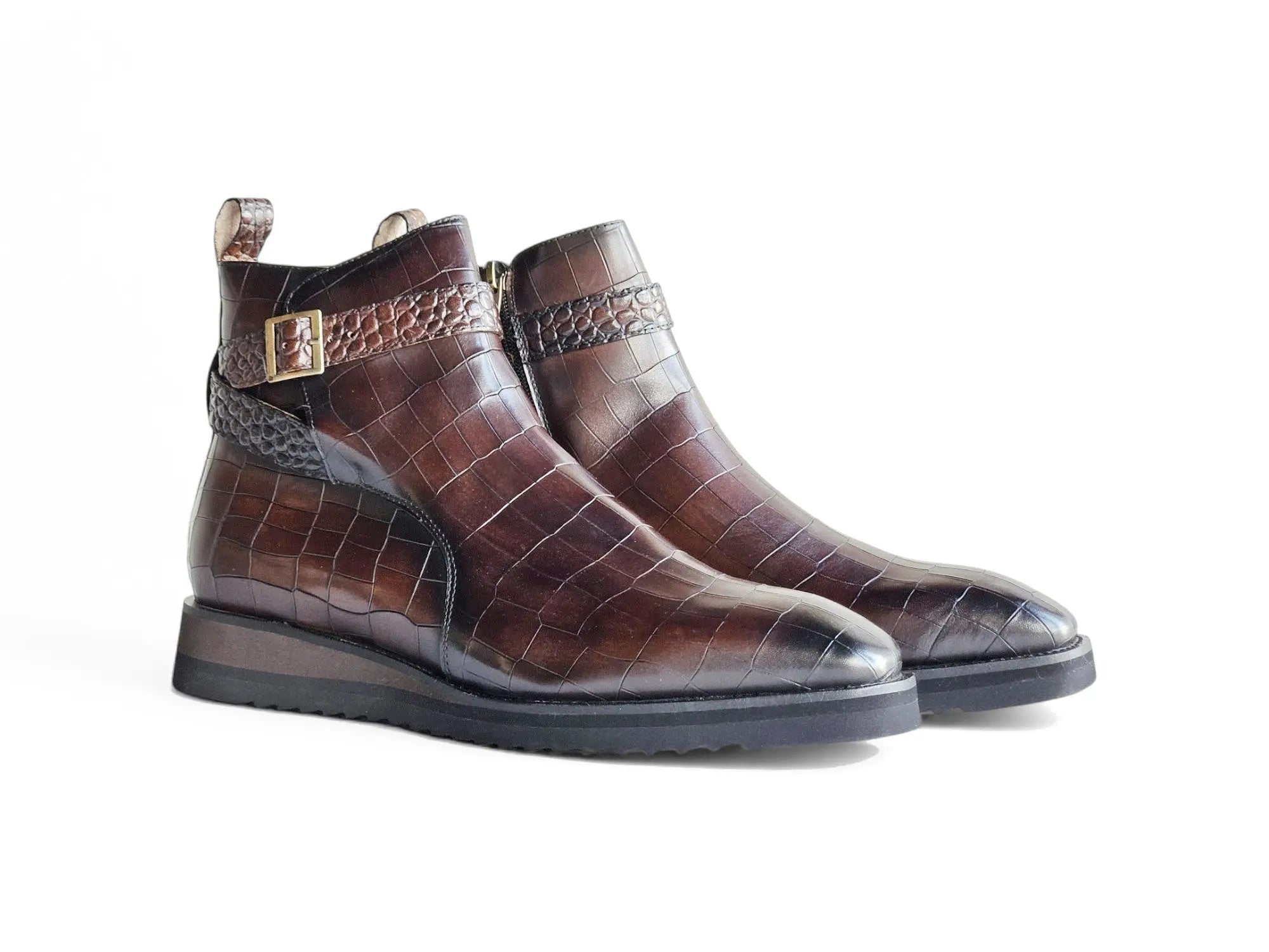 Vesper Cross Strap Buckle Boot Carrucci Shoes