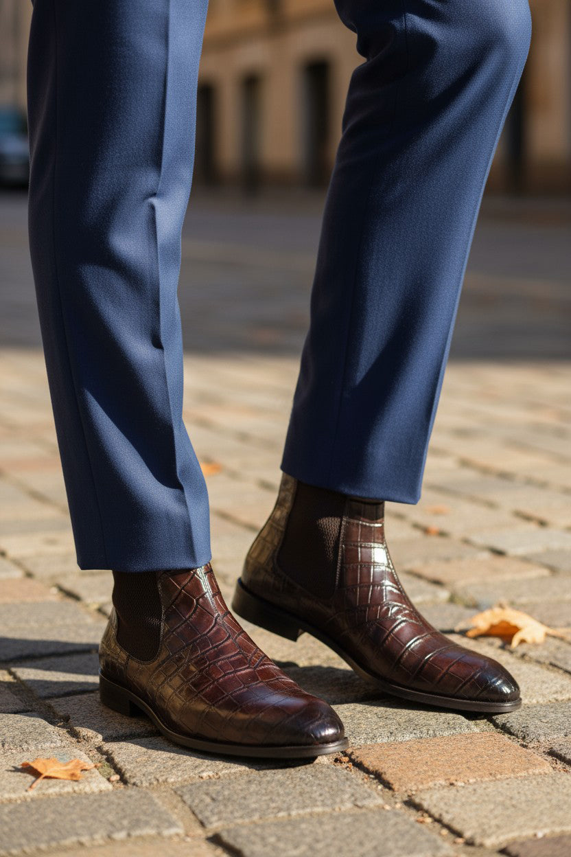 Crocodile Embossed Chelsea Boot Carrucci