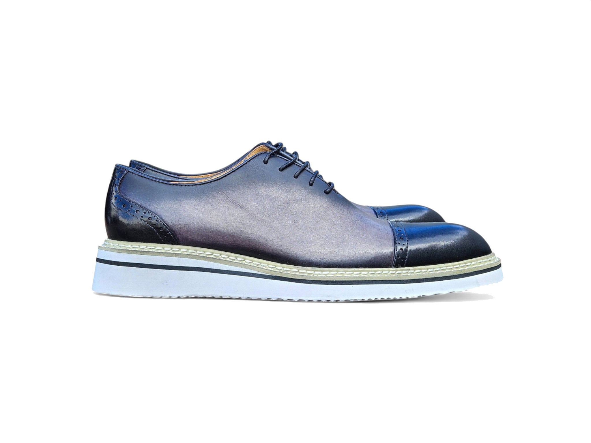 Two Tone Cap toe Calfskin Oxford Carrucci