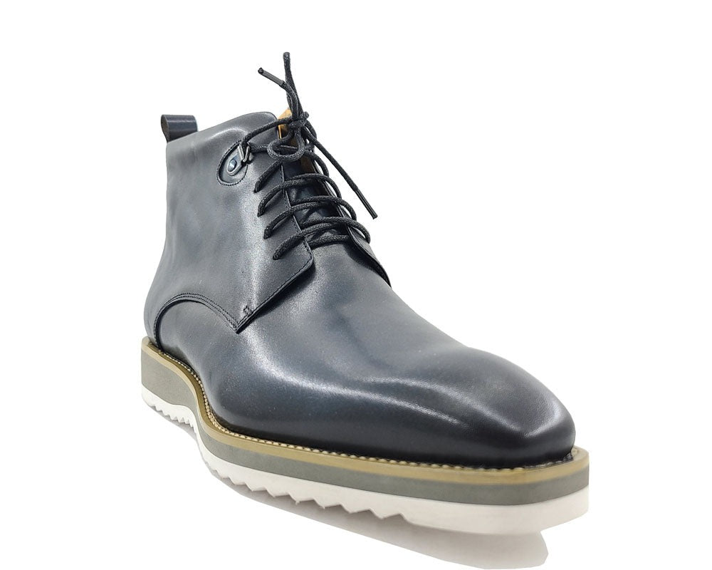 Burnished Calfskin Lace-Up Boot