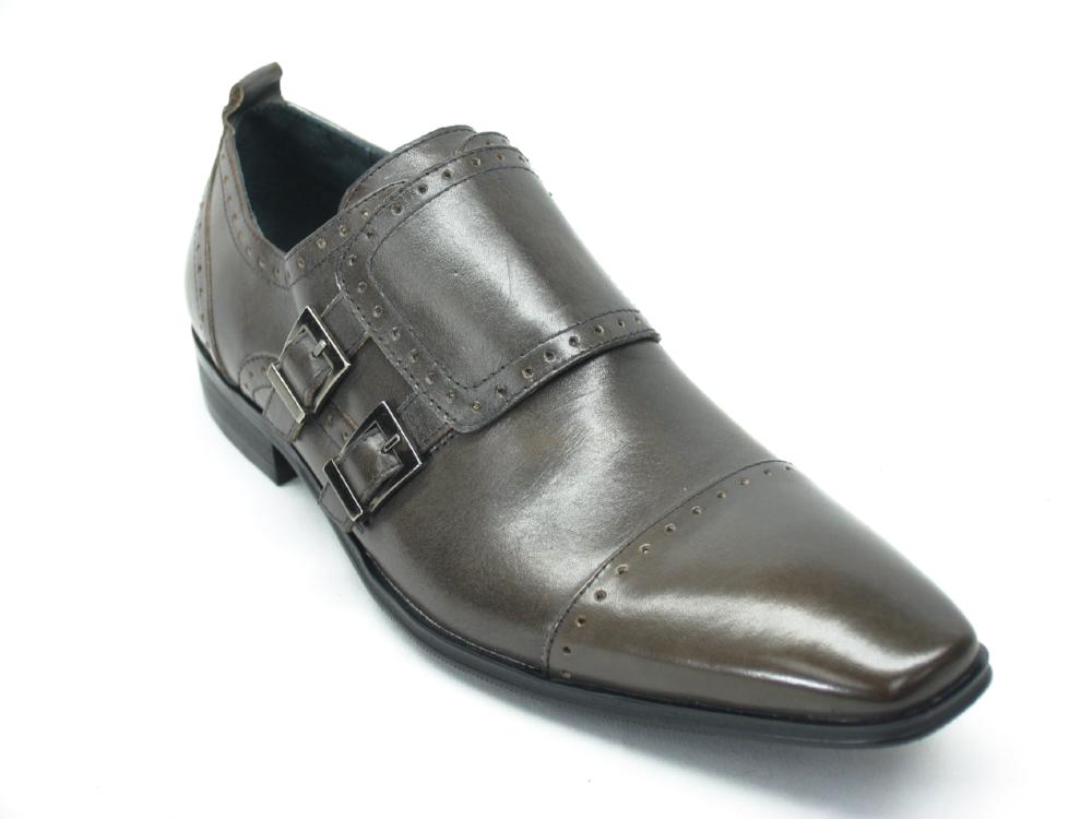 Double Buckle Cap Toe Leather Loafer
