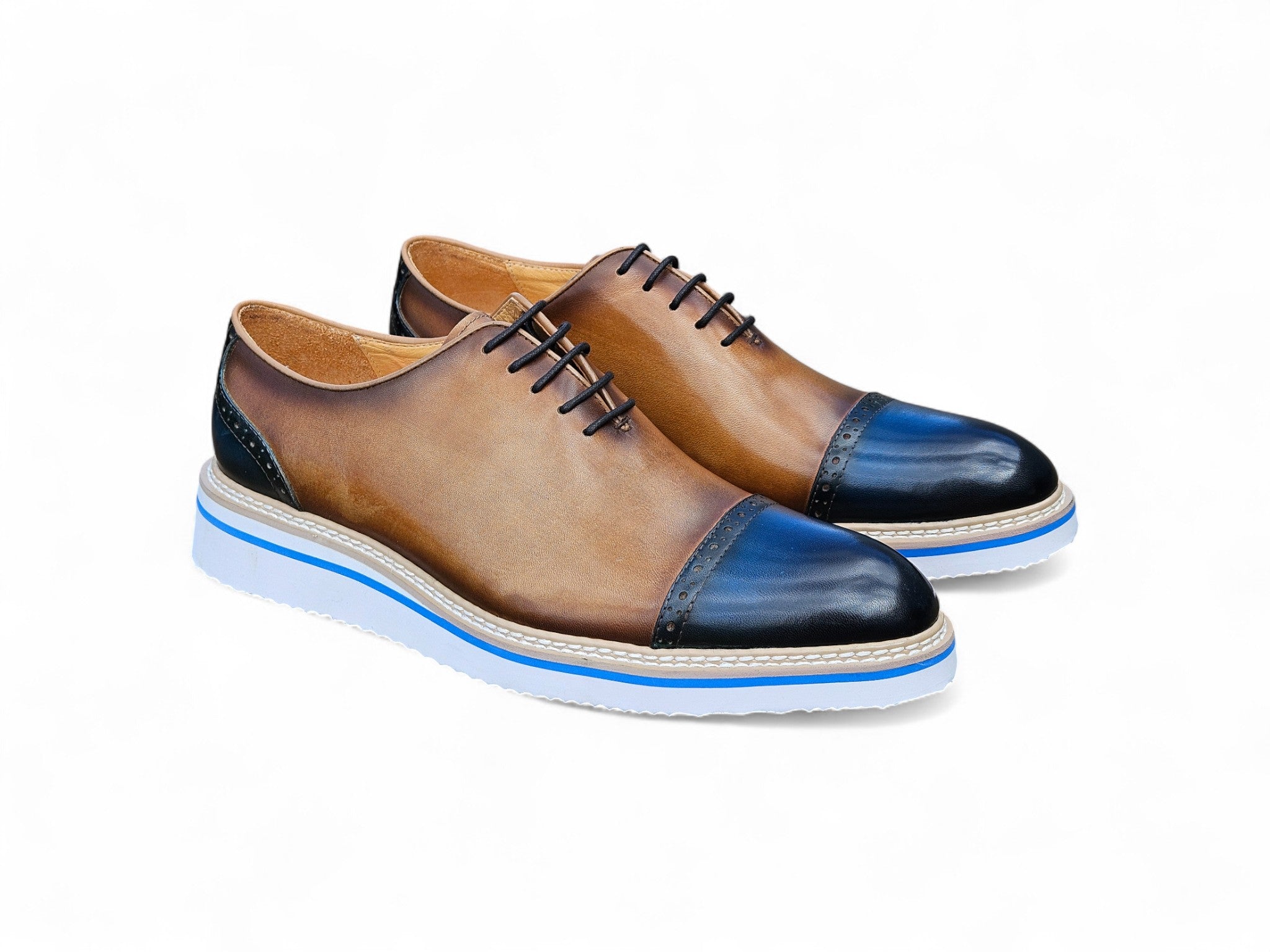 Two Tone Cap toe Calfskin Oxford Carrucci