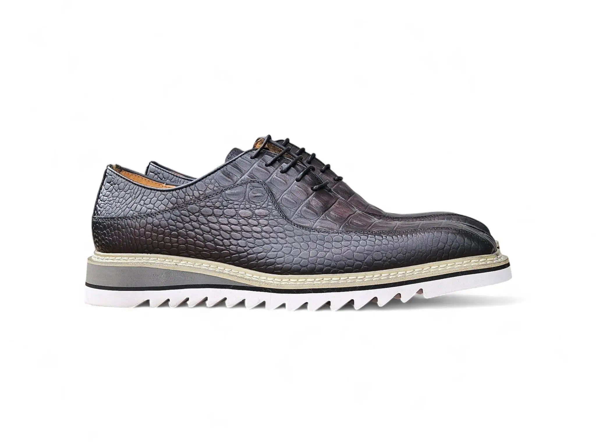 Alligator Embossed Leather Derby Carrucci