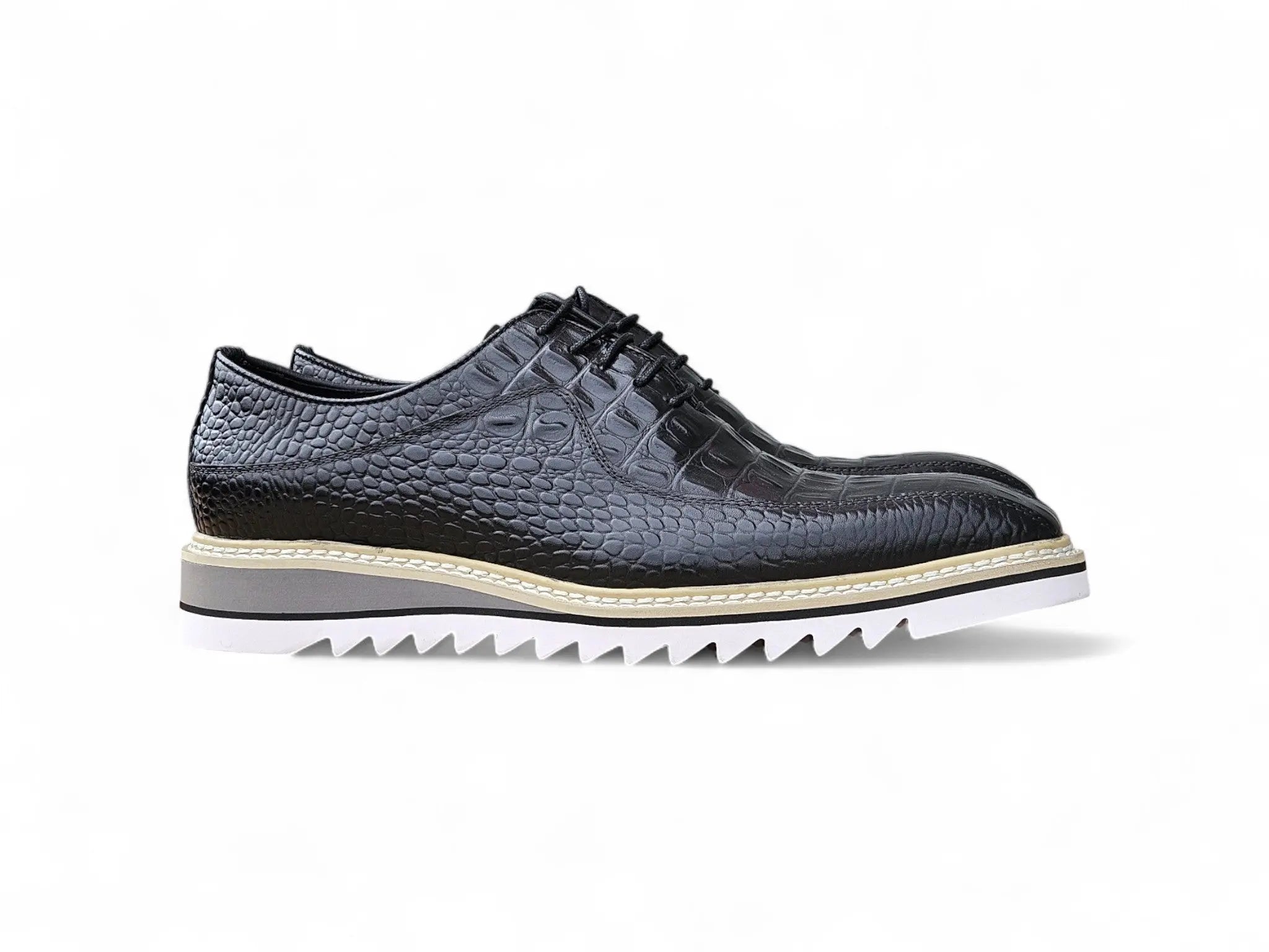Alligator Embossed Leather Derby Carrucci