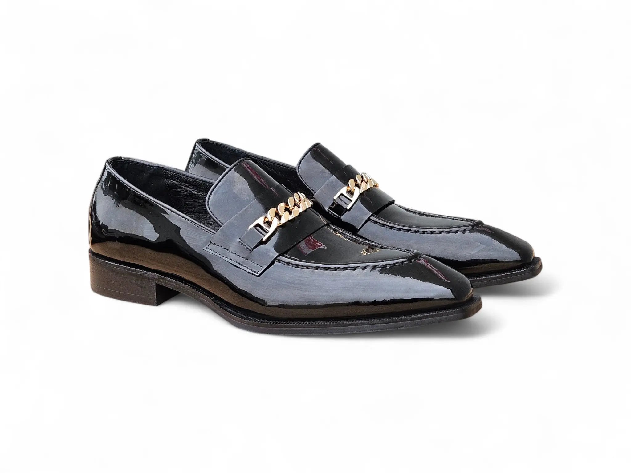 Amber Patent Leather Chain Loafer Carrucci