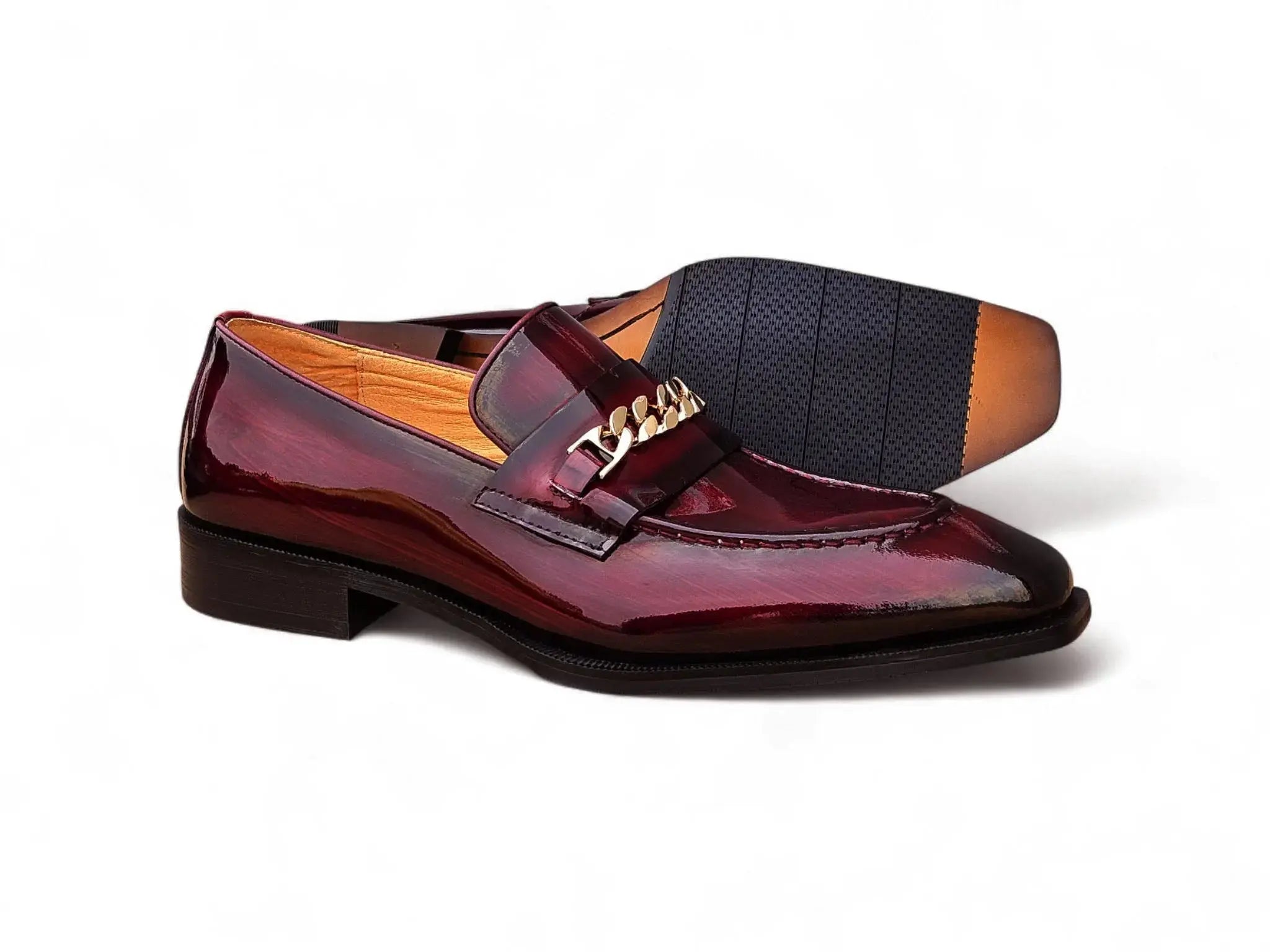 Amber Patent Leather Chain Loafer Carrucci