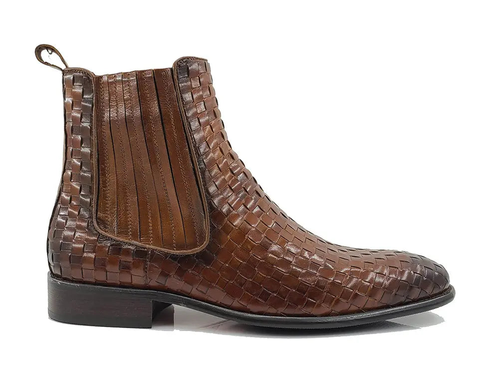 Basket Weave Leather Chelsea Boot Carrucci