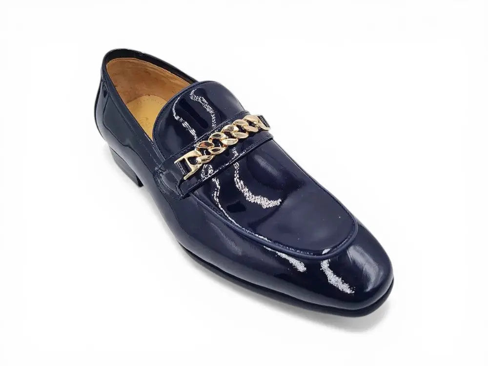 Beveled Squared Toe Patent Leather Loafer Carrucci