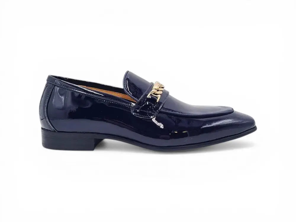 Beveled Squared Toe Patent Leather Loafer Carrucci