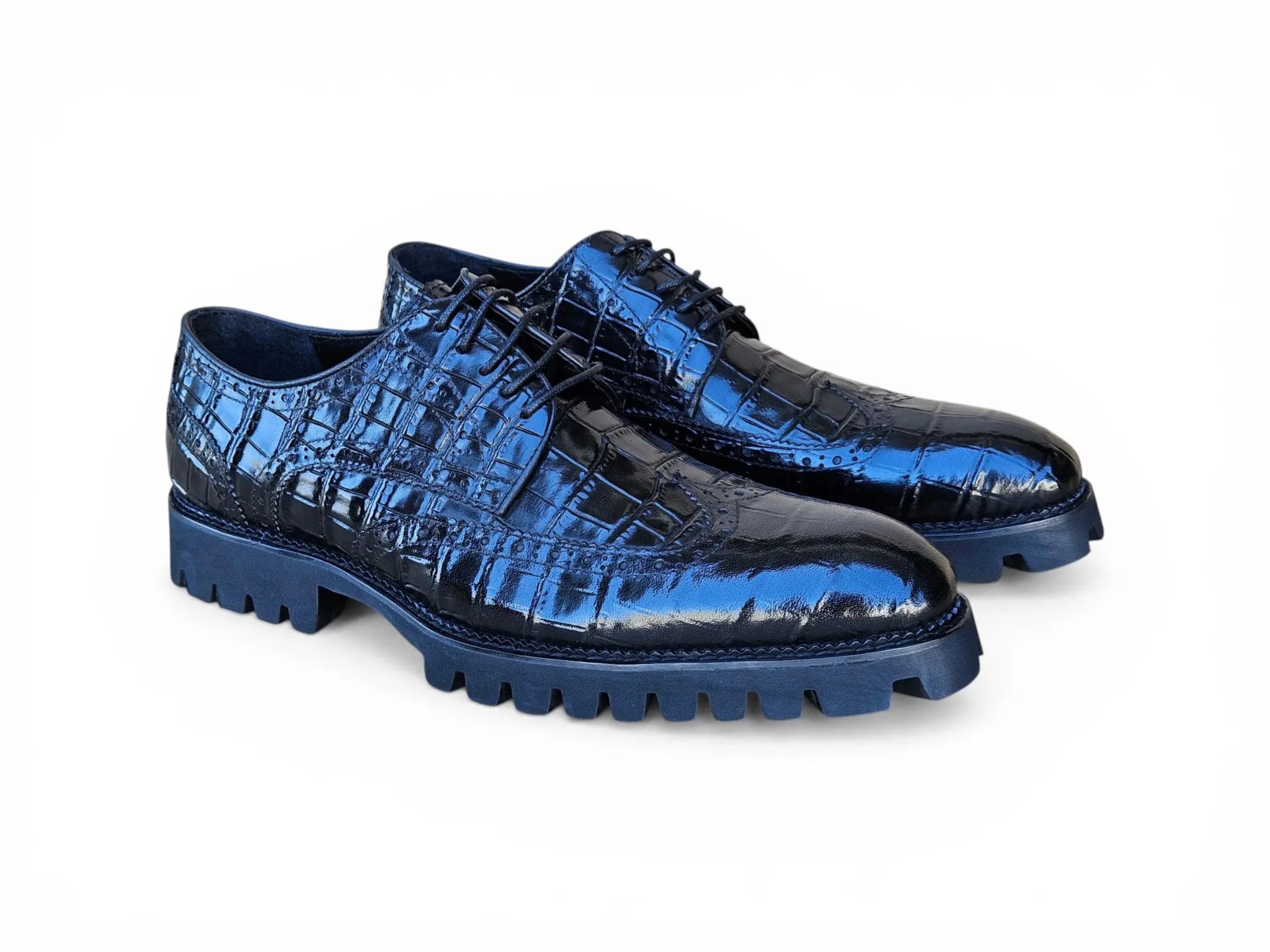 eurokenvy ユーロケンビー　Italian Emboss Leather Blucher Style Alligator Embossed Oxford - Carrucci Shoes