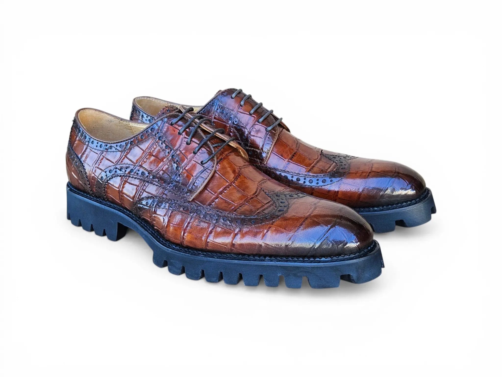 Blucher Style Alligator Embossed Oxford - Carrucci Shoes