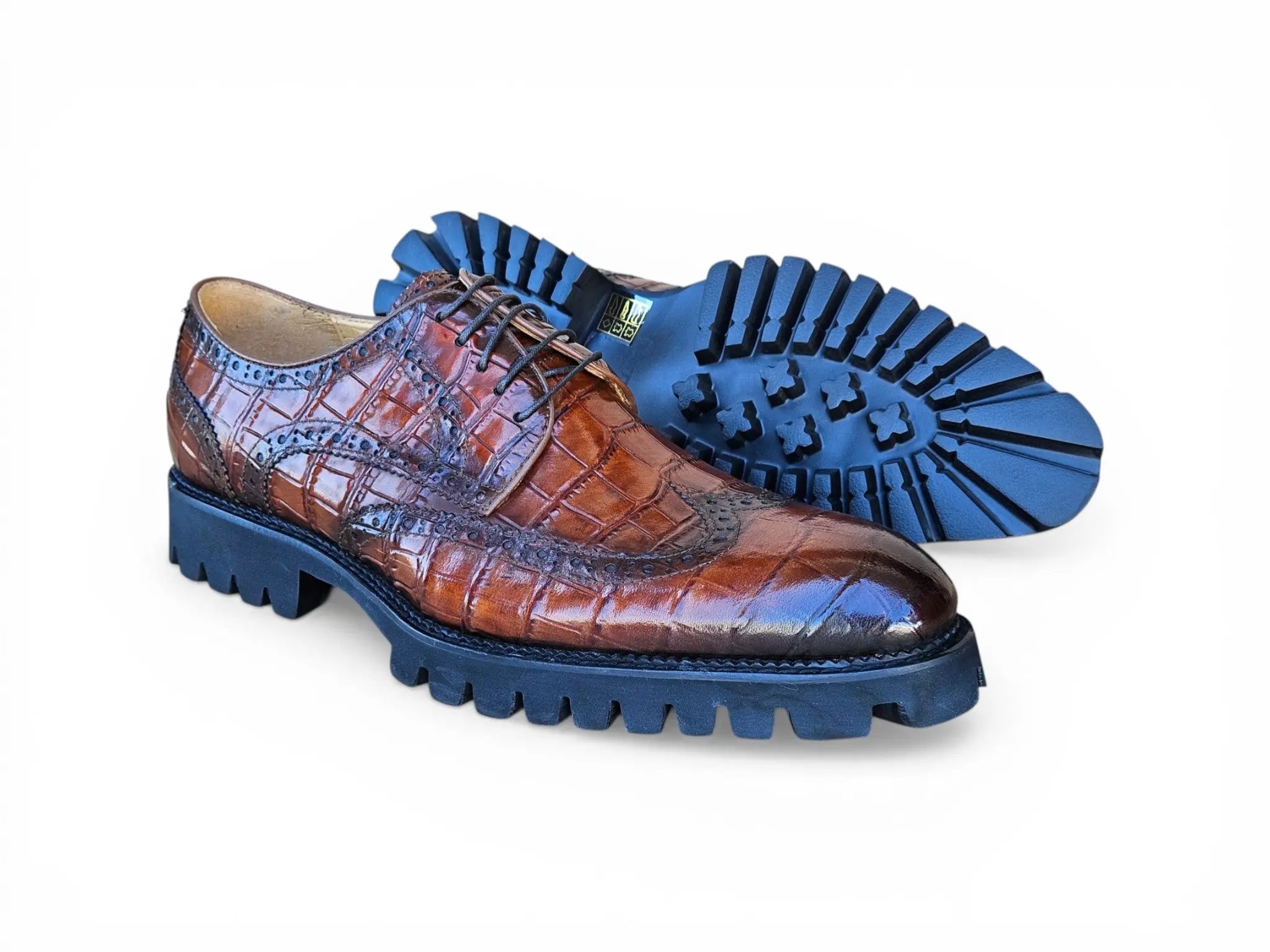 Blucher Style Alligator Embossed Oxford - Carrucci Shoes