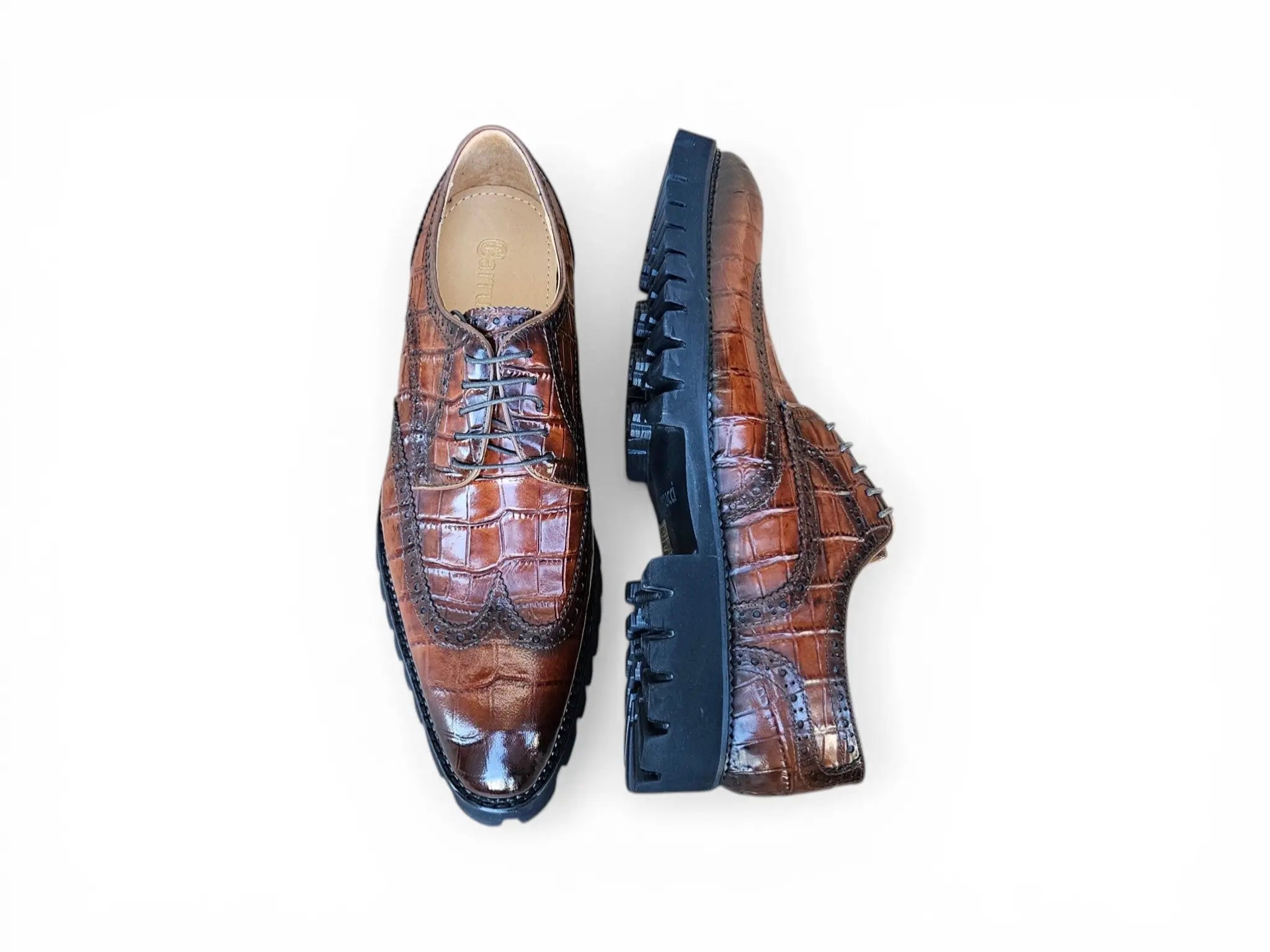 Blucher Style Alligator Embossed Oxford Carrucci