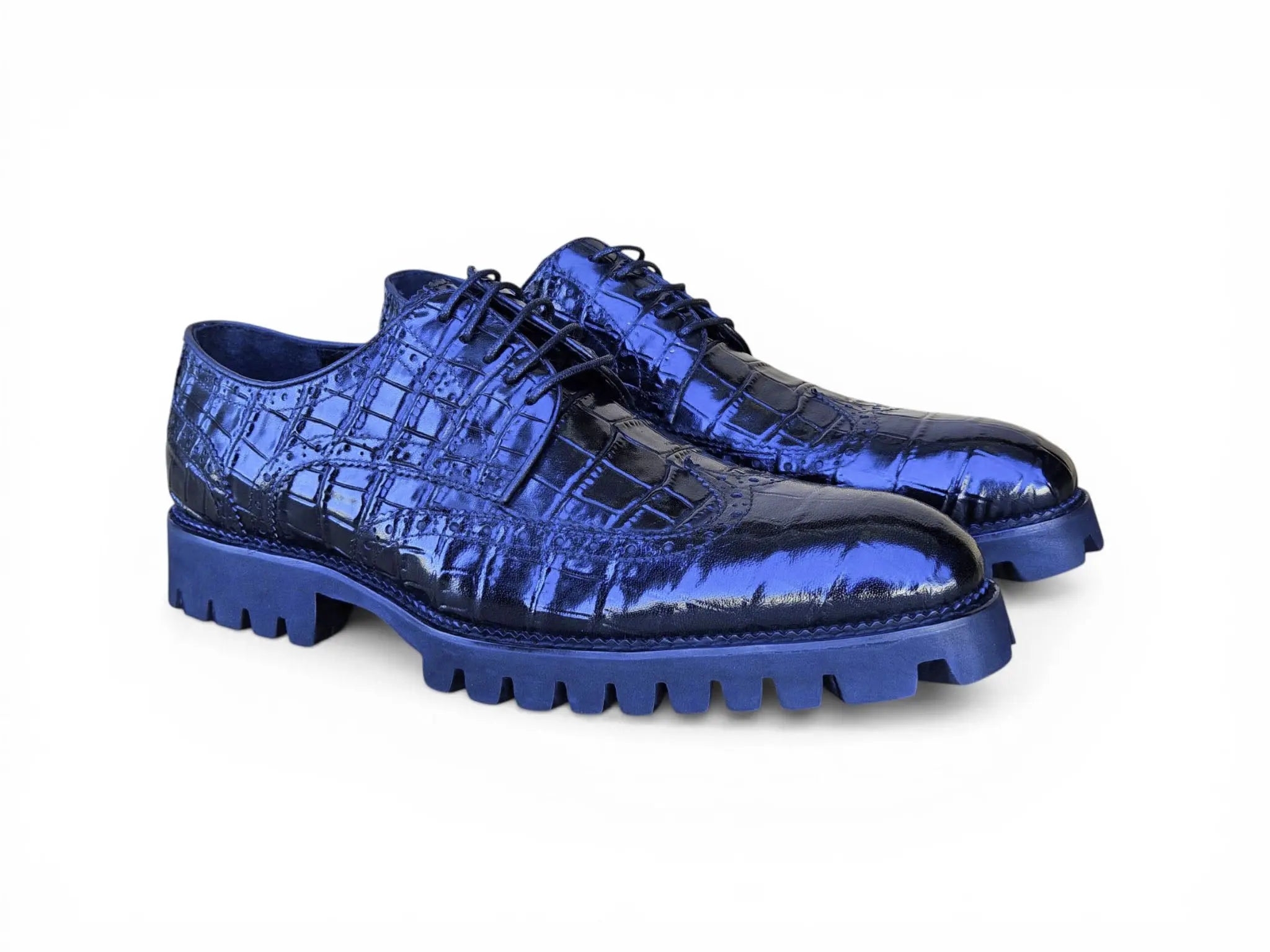 Blucher Style Alligator Embossed Oxford - Carrucci Shoes